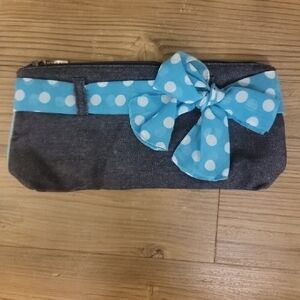 Blue Polka Dot Bow clutch